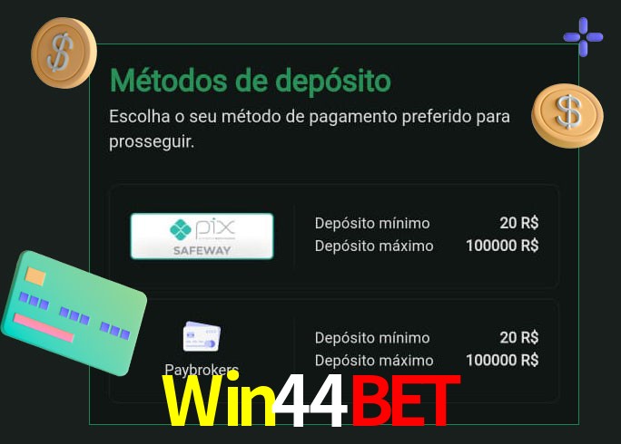O cassino Win44Bet oferece uma grande variedade de métodos de pagamento